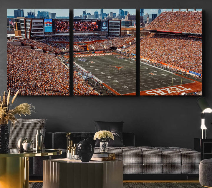 University of Texas Longhorns Football Team Print - Austin Darrell K Royal-Texas Memorial Stadium Wall Art Canvas Print