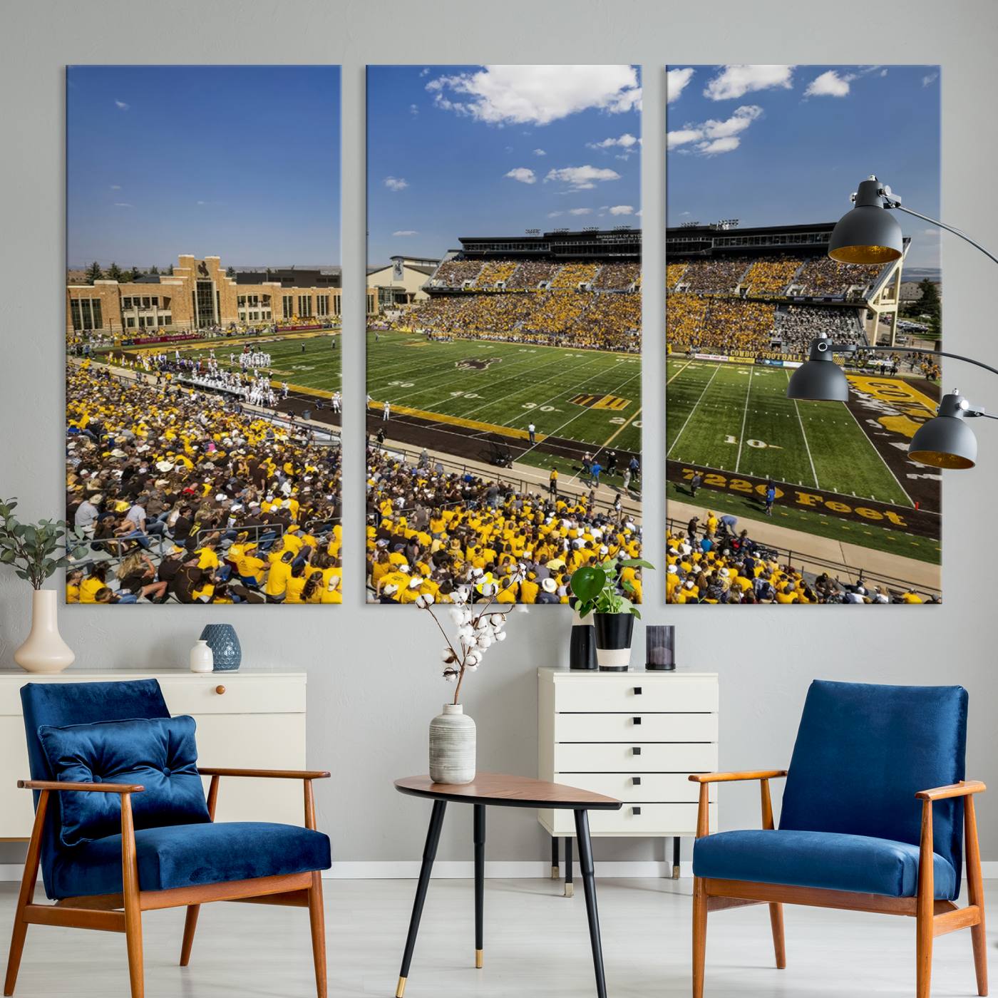 75112-MGV-CV-36X24-University of Wyoming Cowboys Football Team Print - Laramie Jonah Field War Memorial Stadium Wall Art Canvas Print