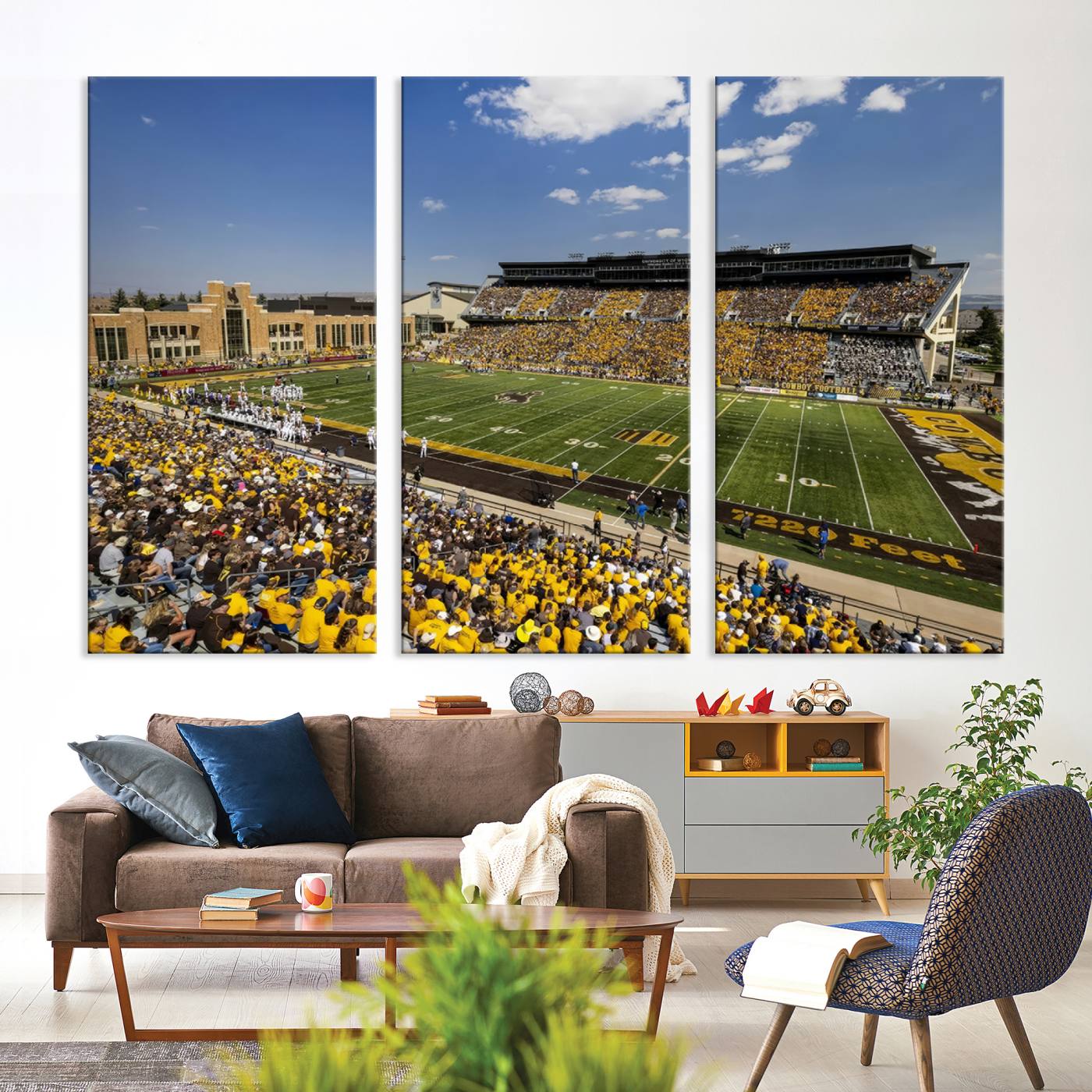 75112-MGV-CV-36X24-University of Wyoming Cowboys Football Team Print - Laramie Jonah Field War Memorial Stadium Wall Art Canvas Print