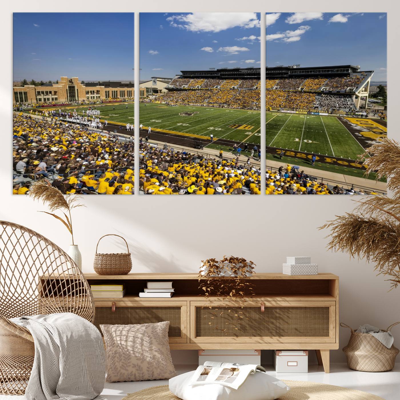 75112-MGV-CV-36X24-University of Wyoming Cowboys Football Team Print - Laramie Jonah Field War Memorial Stadium Wall Art Canvas Print
