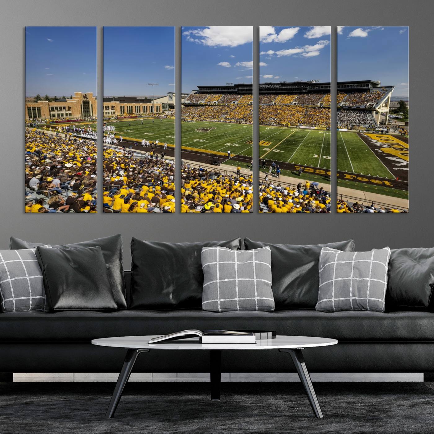 75112-MGV-CV-36X24-University of Wyoming Cowboys Football Team Print - Laramie Jonah Field War Memorial Stadium Wall Art Canvas Print