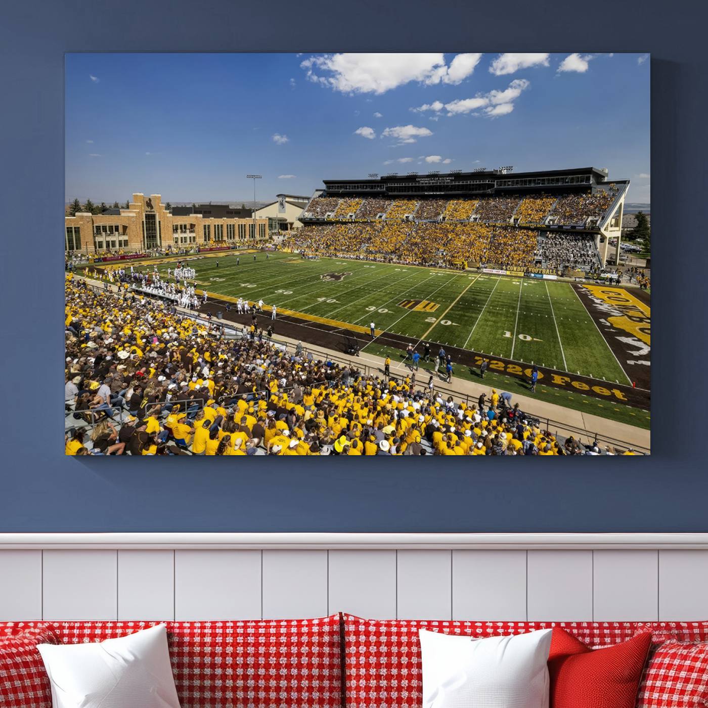 75112-MGV-CV-36X24-University of Wyoming Cowboys Football Team Print - Laramie Jonah Field War Memorial Stadium Wall Art Canvas Print