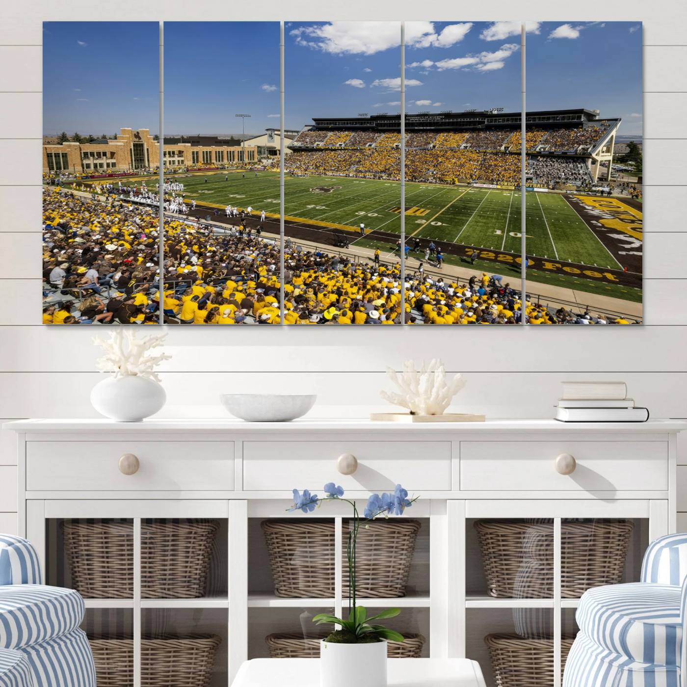 75112-MGV-CV-60X31-5P-University of Wyoming Cowboys Football Team Print - Laramie Jonah Field War Memorial Stadium Wall Art Canvas Print