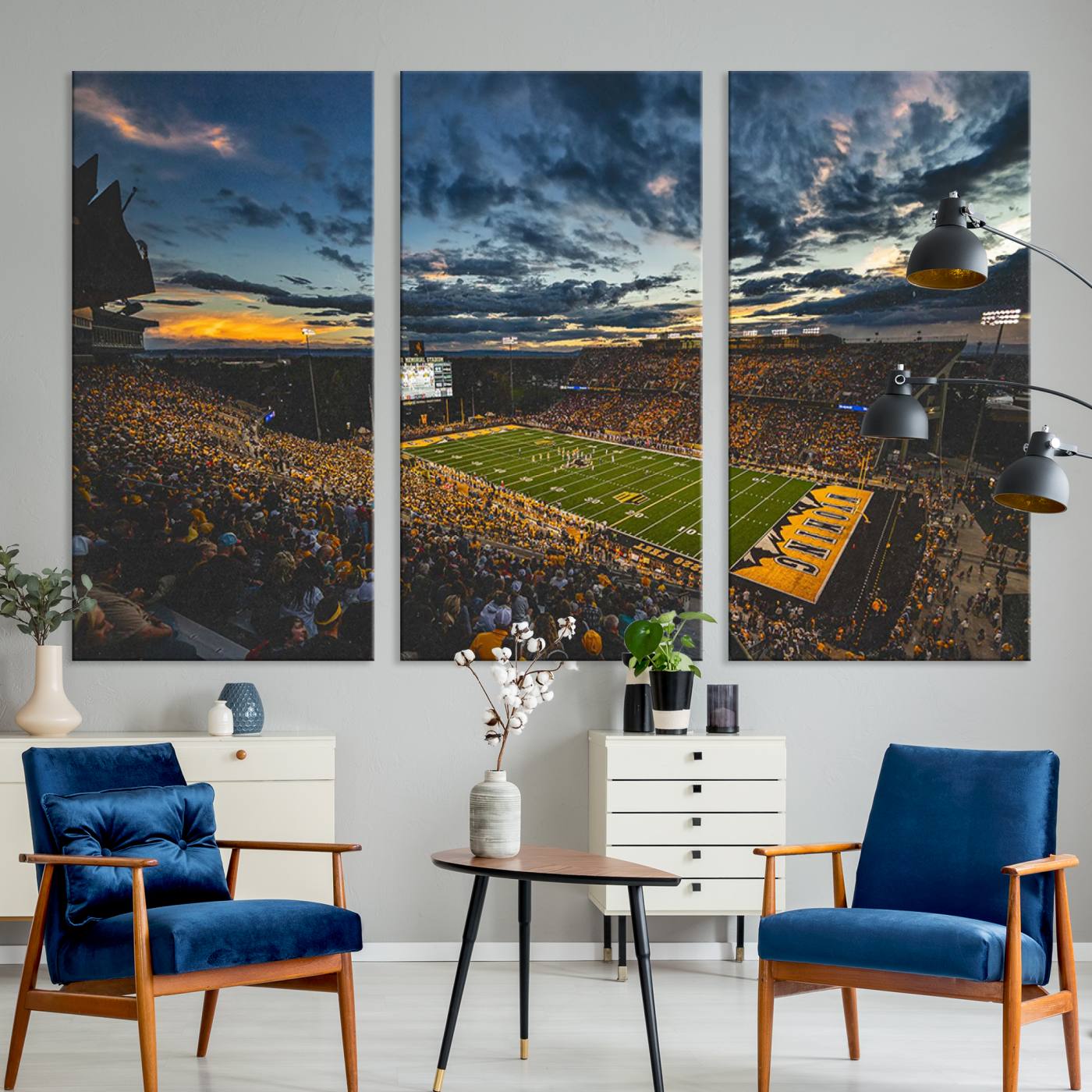 61020-MGV-CV-36X24-University of Wyoming Cowboys Football Team Print - Laramie War Memorial Stadium Wall Art Canvas Print