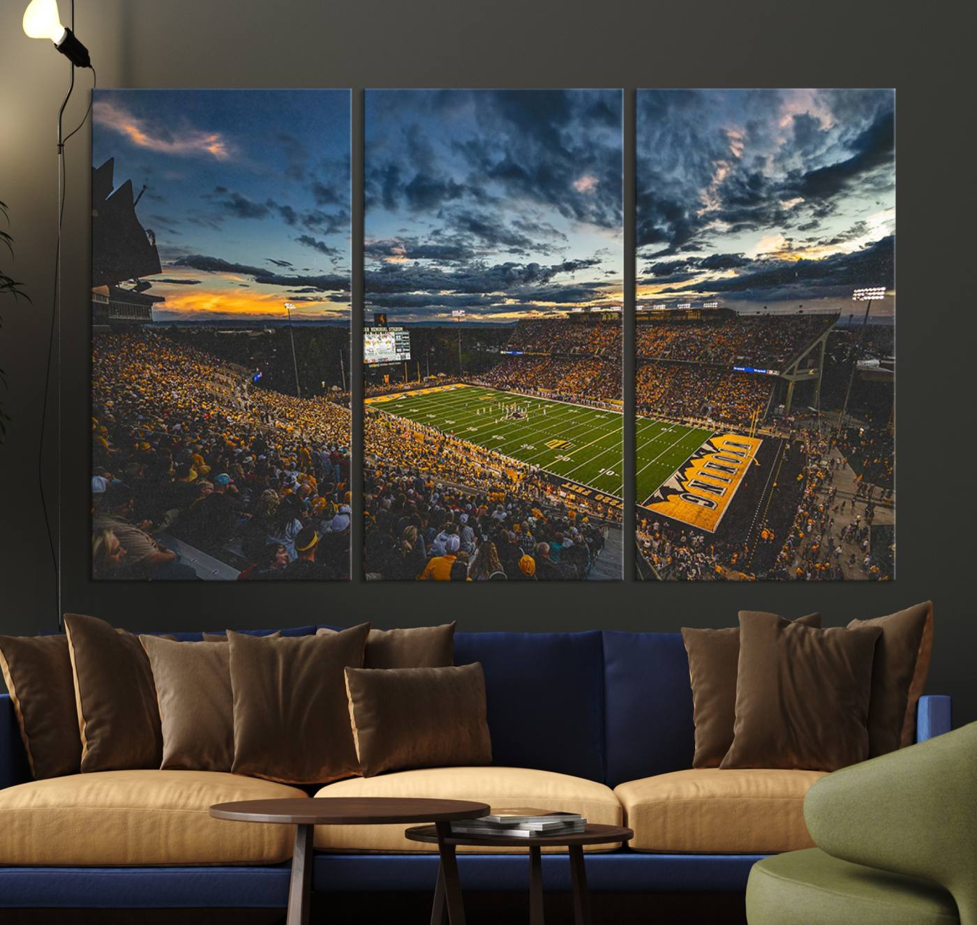 61020-MGV-CV-36X24-University of Wyoming Cowboys Football Team Print - Laramie War Memorial Stadium Wall Art Canvas Print