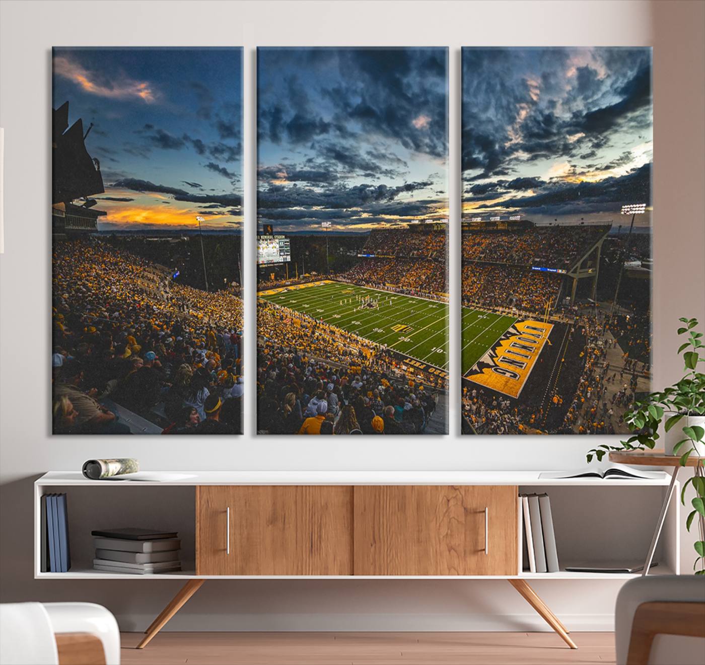61020-MGV-CV-36X24-University of Wyoming Cowboys Football Team Print - Laramie War Memorial Stadium Wall Art Canvas Print