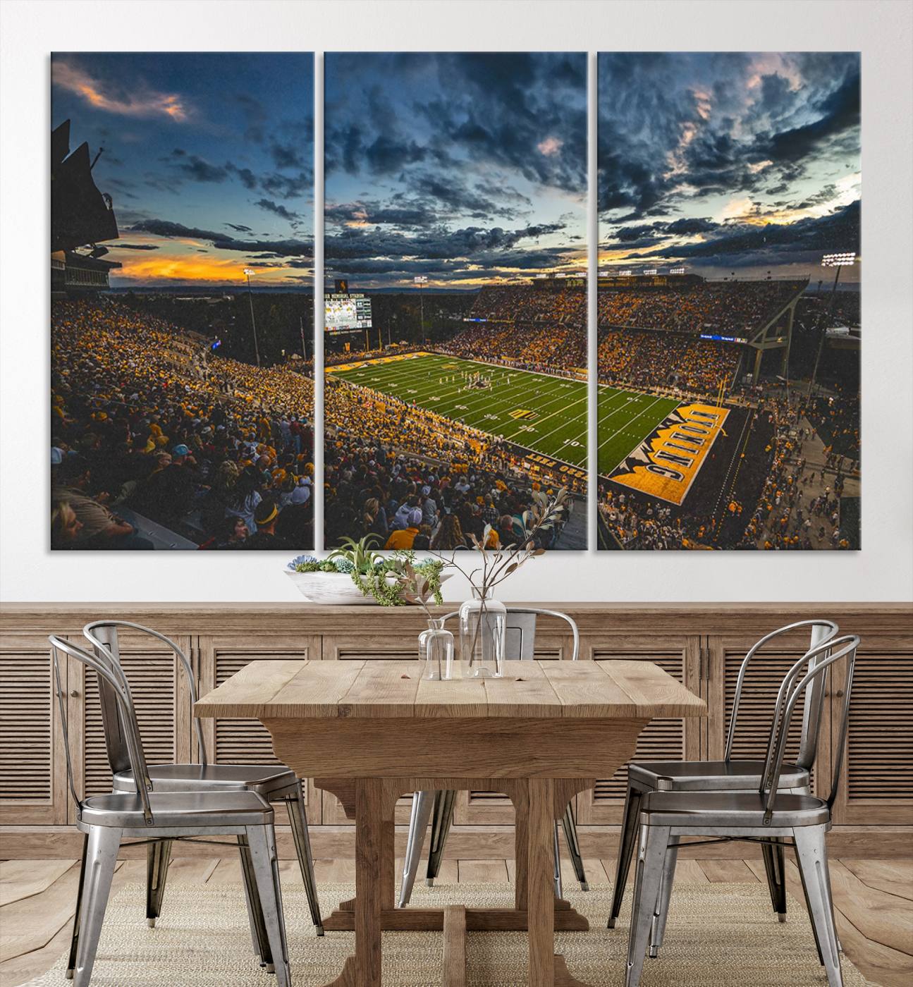 61020-MGV-CV-36X24-University of Wyoming Cowboys Football Team Print - Laramie War Memorial Stadium Wall Art Canvas Print