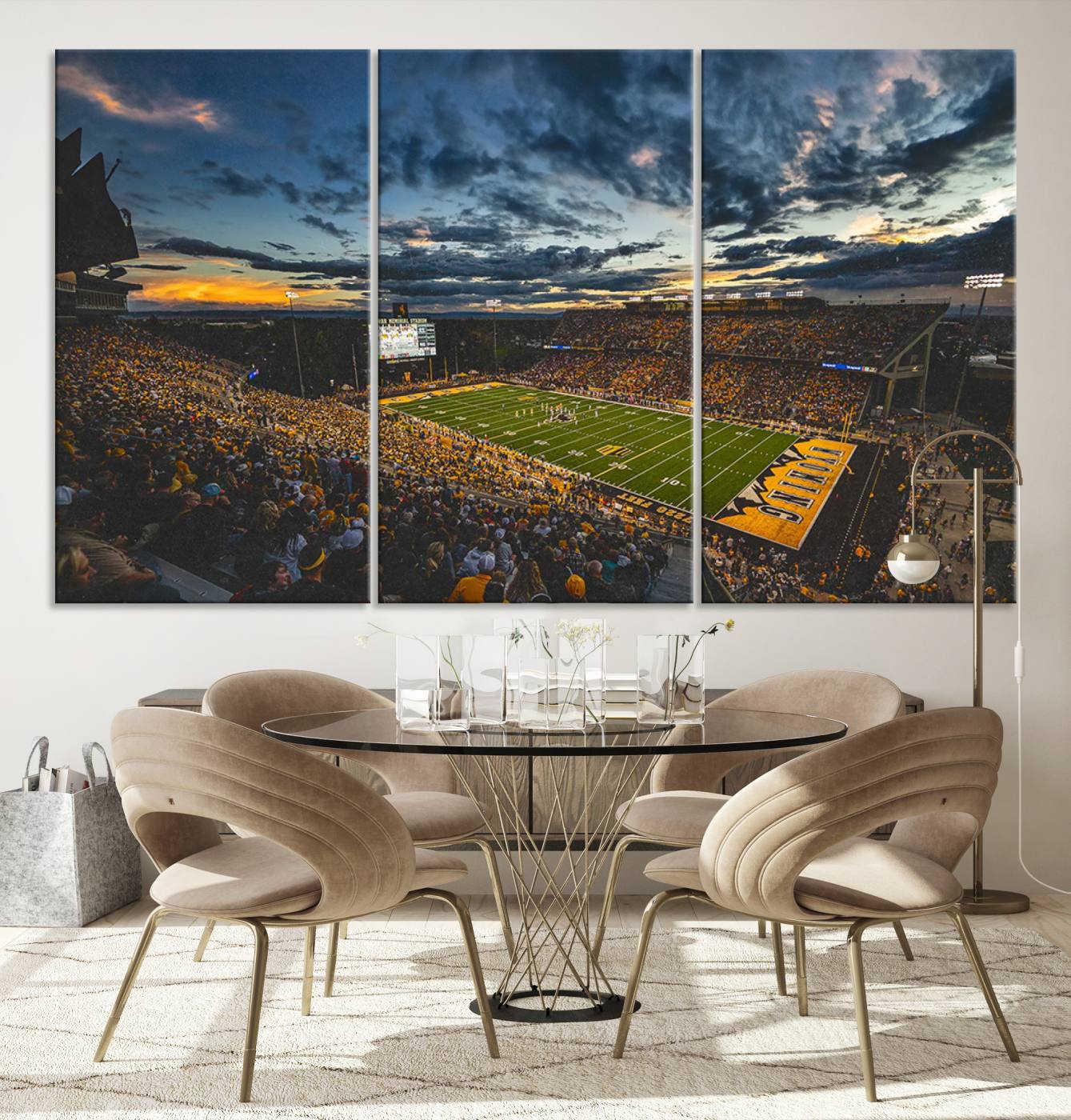 61020-MGV-CV-36X24-University of Wyoming Cowboys Football Team Print - Laramie War Memorial Stadium Wall Art Canvas Print
