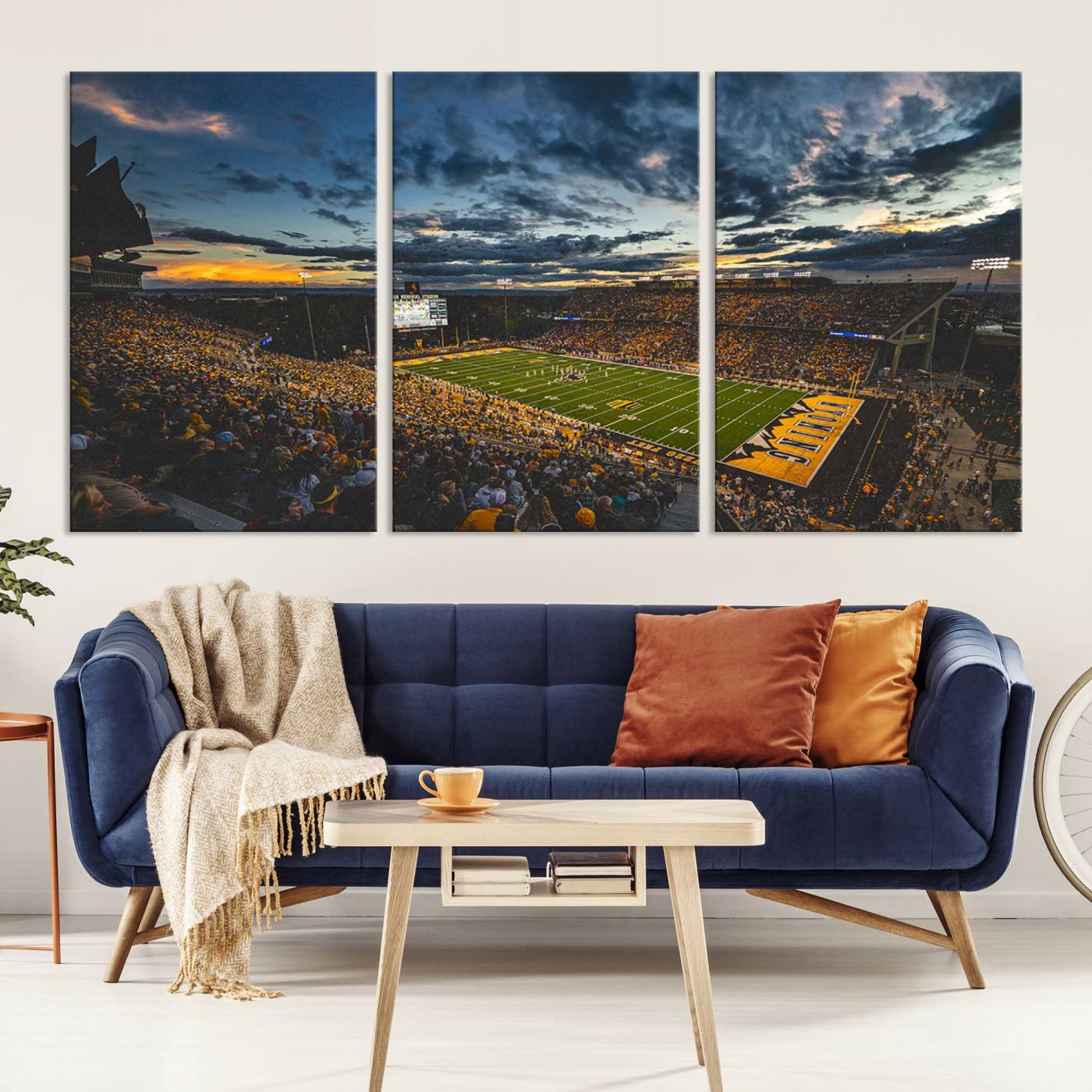 61020-MGV-CV-36X24-University of Wyoming Cowboys Football Team Print - Laramie War Memorial Stadium Wall Art Canvas Print