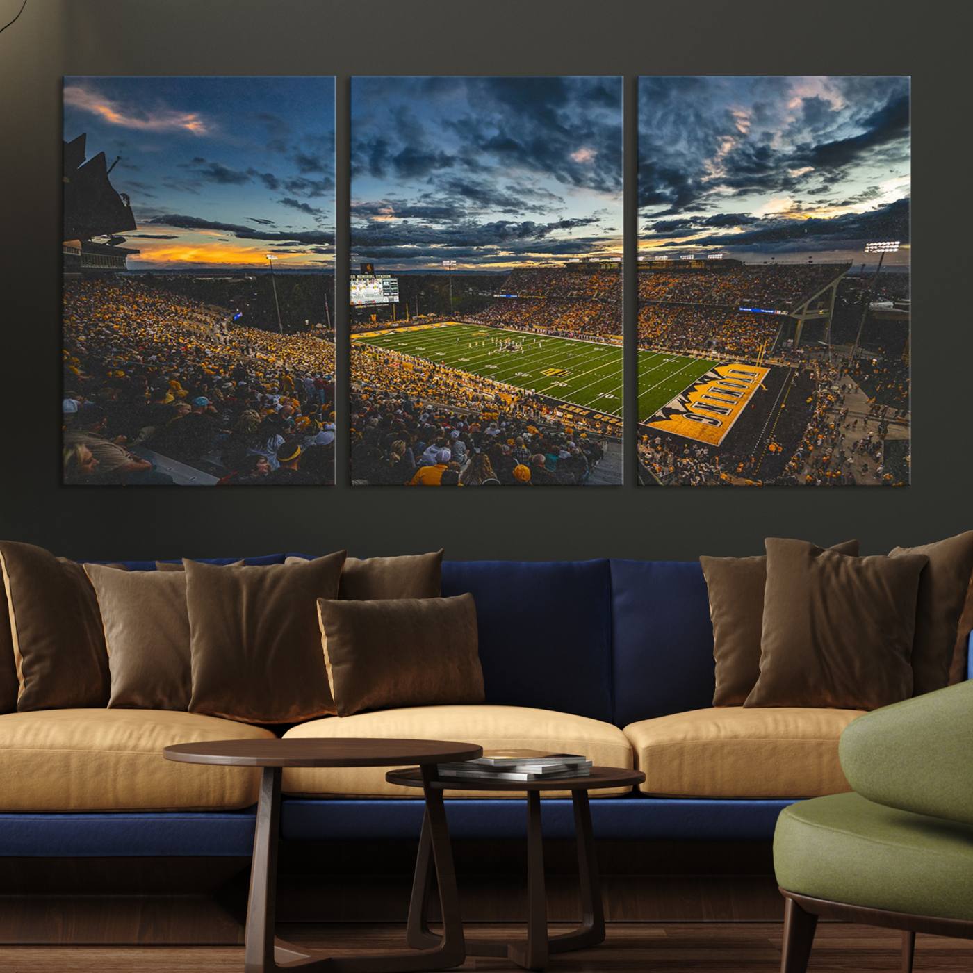 61020-MGV-CV-36X24-University of Wyoming Cowboys Football Team Print - Laramie War Memorial Stadium Wall Art Canvas Print