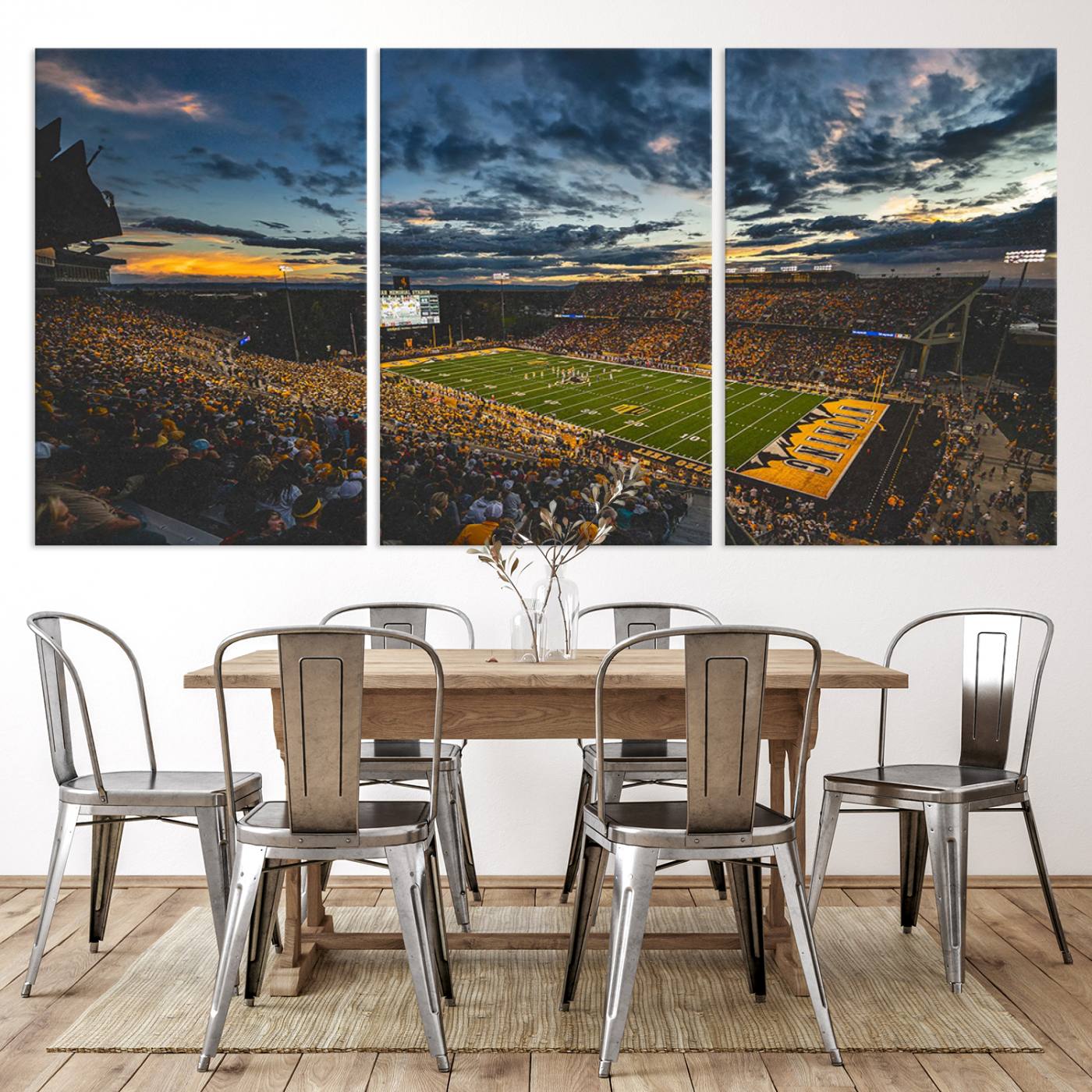 61020-MGV-CV-36X24-University of Wyoming Cowboys Football Team Print - Laramie War Memorial Stadium Wall Art Canvas Print