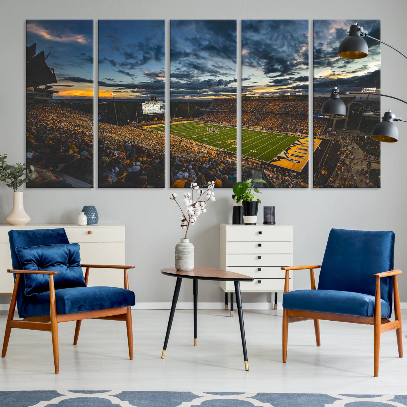 61020-MGV-CV-36X24-University of Wyoming Cowboys Football Team Print - Laramie War Memorial Stadium Wall Art Canvas Print