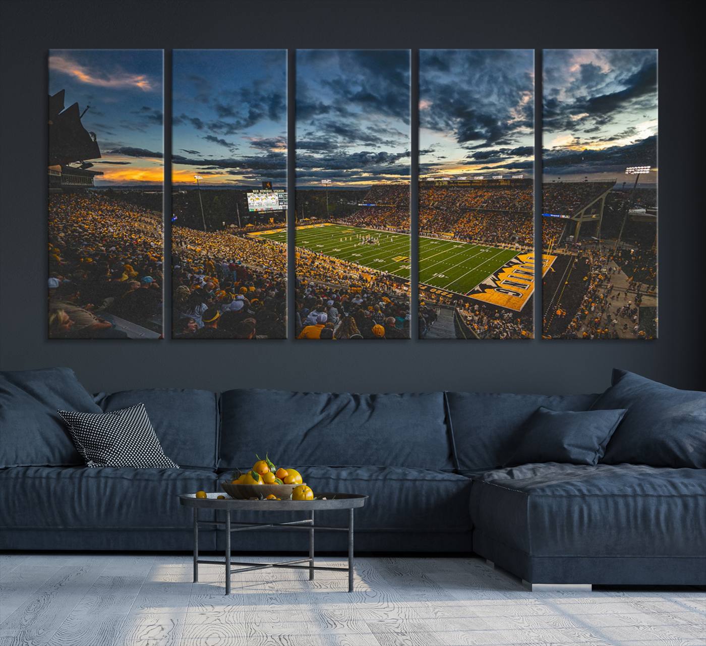 61020-MGV-CV-36X24-University of Wyoming Cowboys Football Team Print - Laramie War Memorial Stadium Wall Art Canvas Print