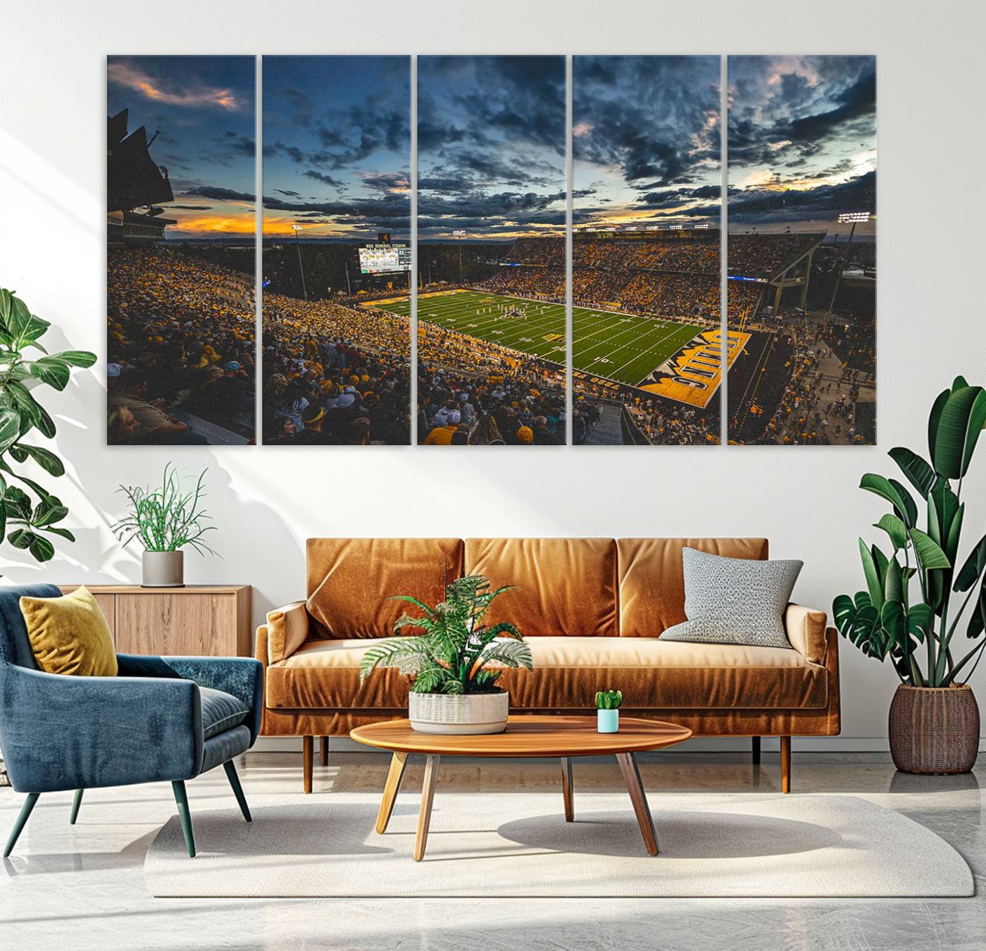 61020-MGV-CV-36X24-University of Wyoming Cowboys Football Team Print - Laramie War Memorial Stadium Wall Art Canvas Print