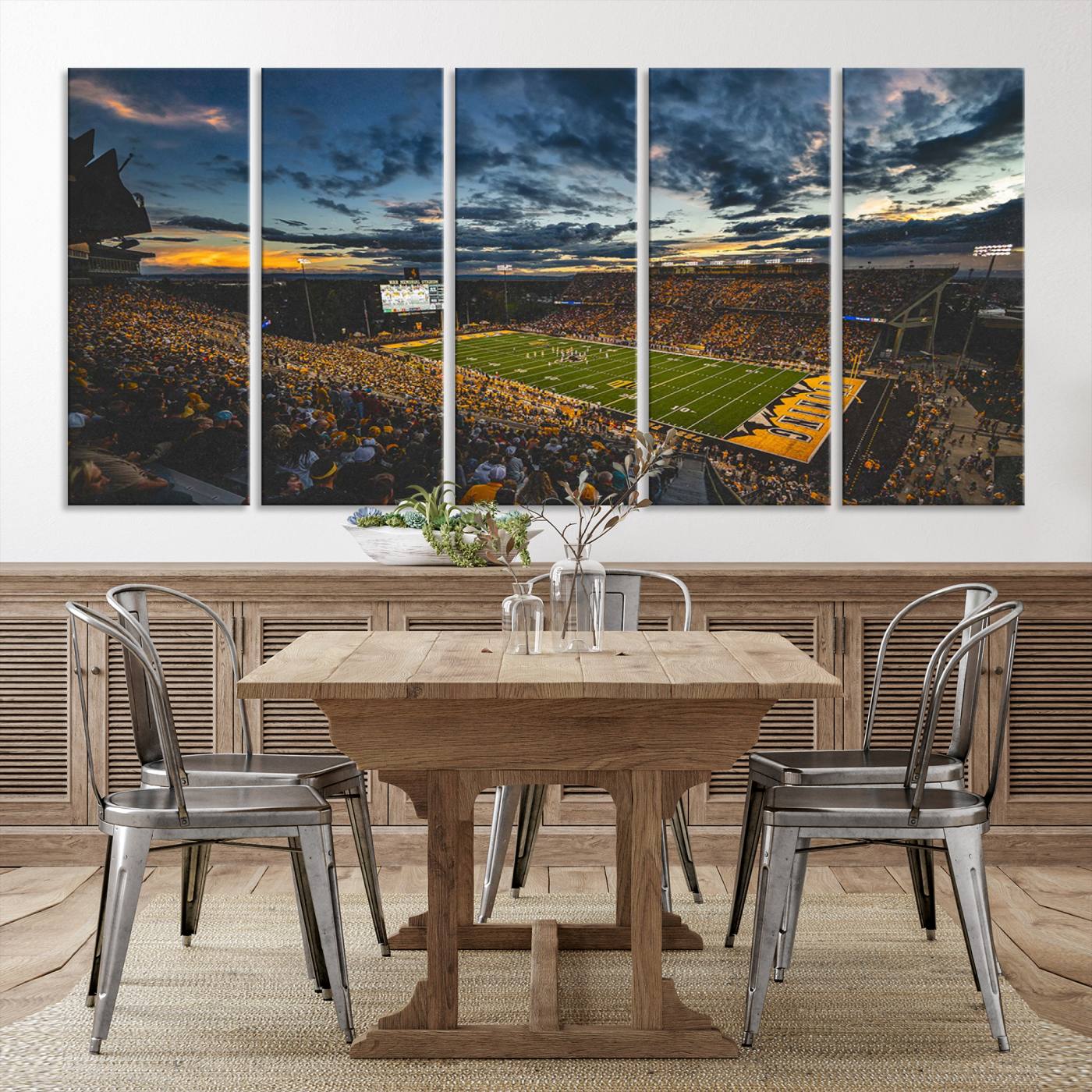 61020-MGV-CV-36X24-University of Wyoming Cowboys Football Team Print - Laramie War Memorial Stadium Wall Art Canvas Print