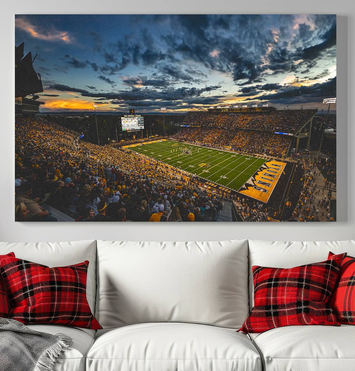 61020-MGV-CV-36X24-University of Wyoming Cowboys Football Team Print - Laramie War Memorial Stadium Wall Art Canvas Print