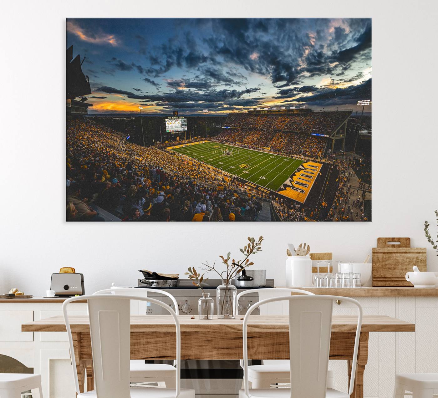61020-MGV-CV-36X24-University of Wyoming Cowboys Football Team Print - Laramie War Memorial Stadium Wall Art Canvas Print