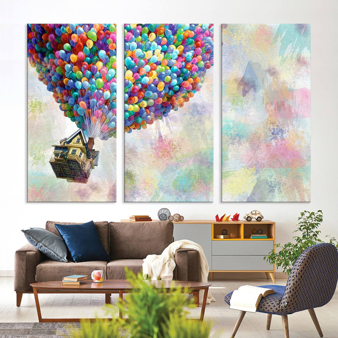 Up Pixar Poster, Look Up Pixar Wall Art, Up Pixar Canvas, Kids Play Game Room Decor Wall Art