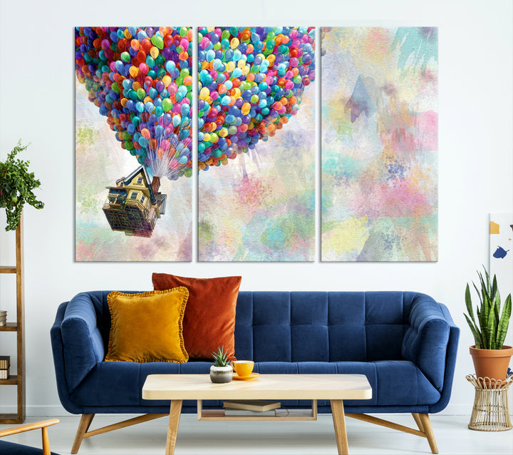 Up Pixar Poster, Look Up Pixar Wall Art, Up Pixar Canvas, Kids Play Game Room Decor Wall Art