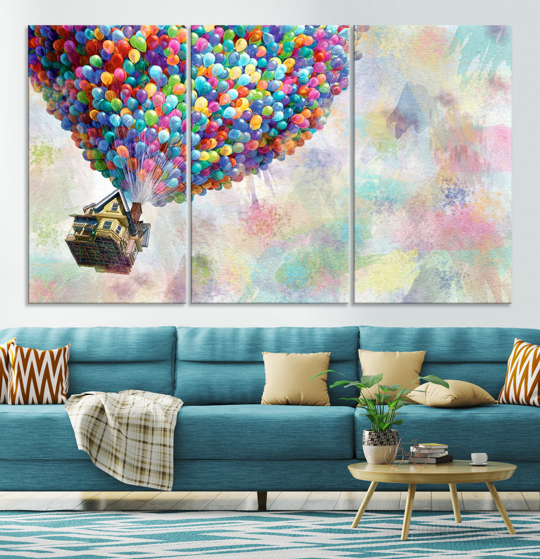 Up Pixar Poster, Look Up Pixar Wall Art, Up Pixar Canvas, Kids Play Game Room Decor Wall Art