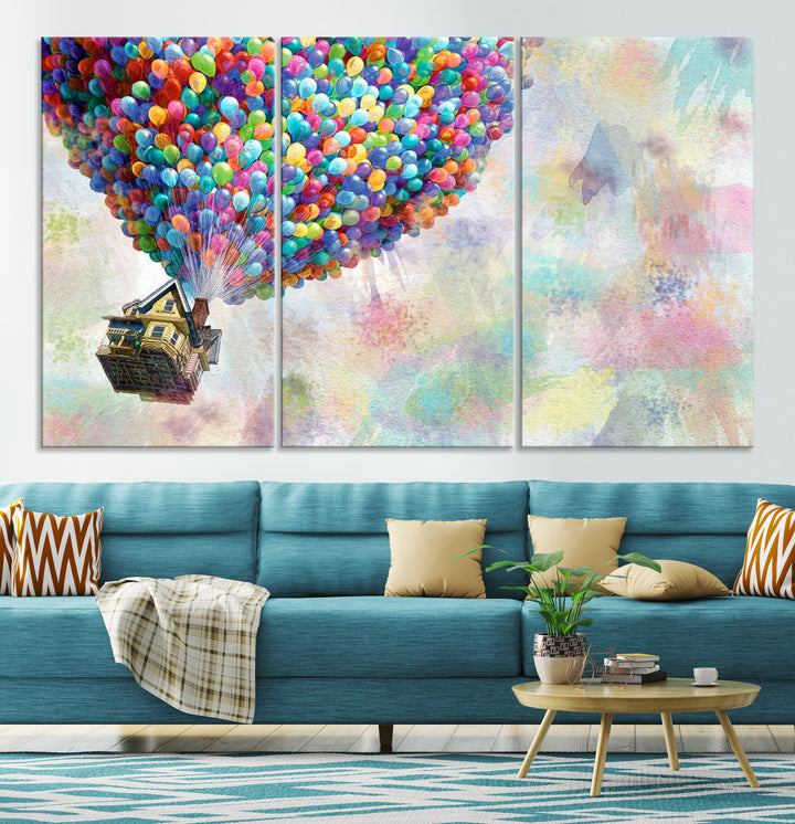 Up Pixar Poster, Look Up Pixar Wall Art, Up Pixar Canvas, Kids Play Game Room Decor Wall Art