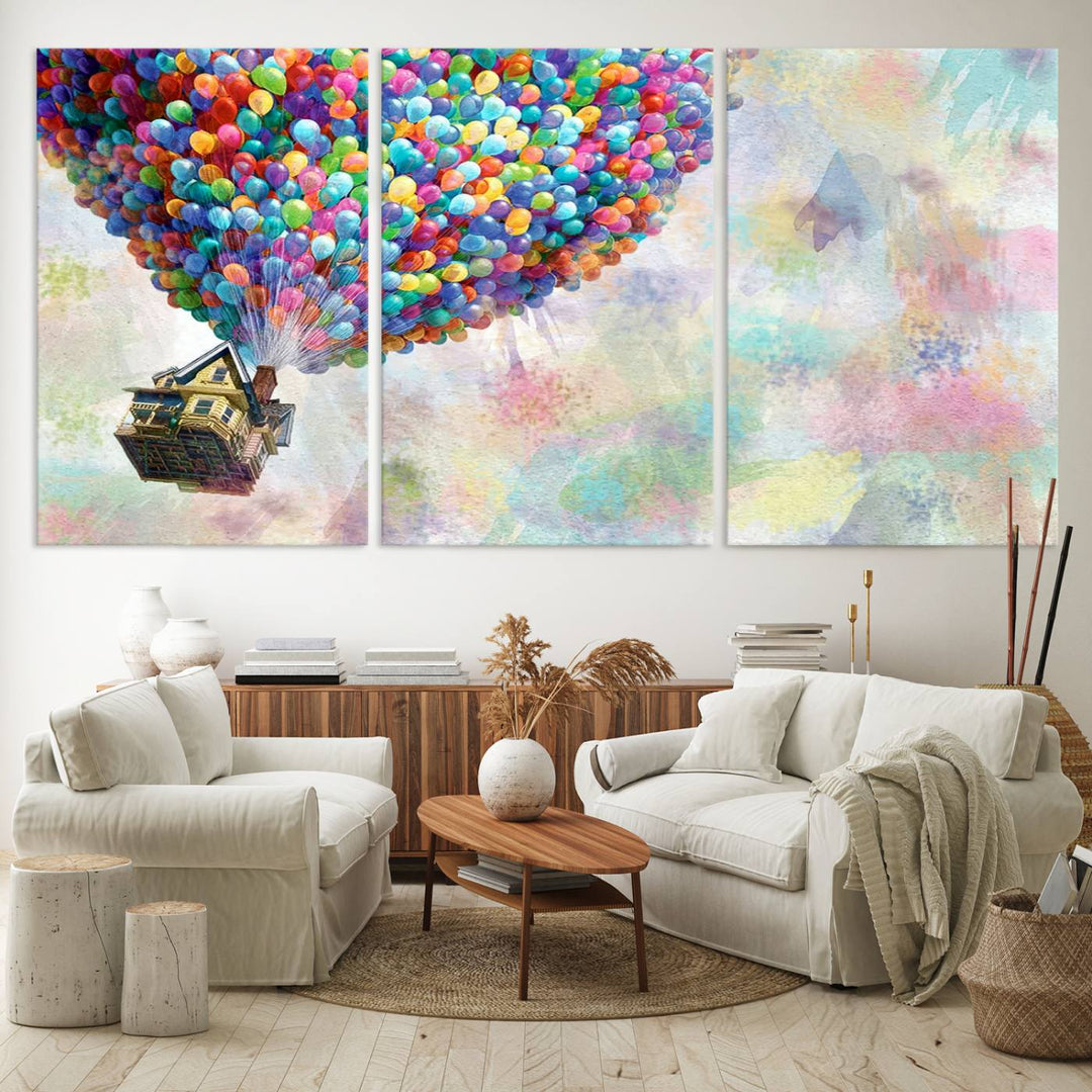 Up Pixar Poster, Look Up Pixar Wall Art, Up Pixar Canvas, Kids Play Game Room Decor Wall Art