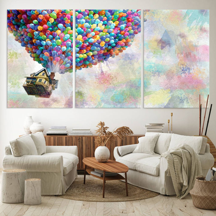 Up Pixar Poster, Look Up Pixar Wall Art, Up Pixar Canvas, Kids Play Game Room Decor Wall Art