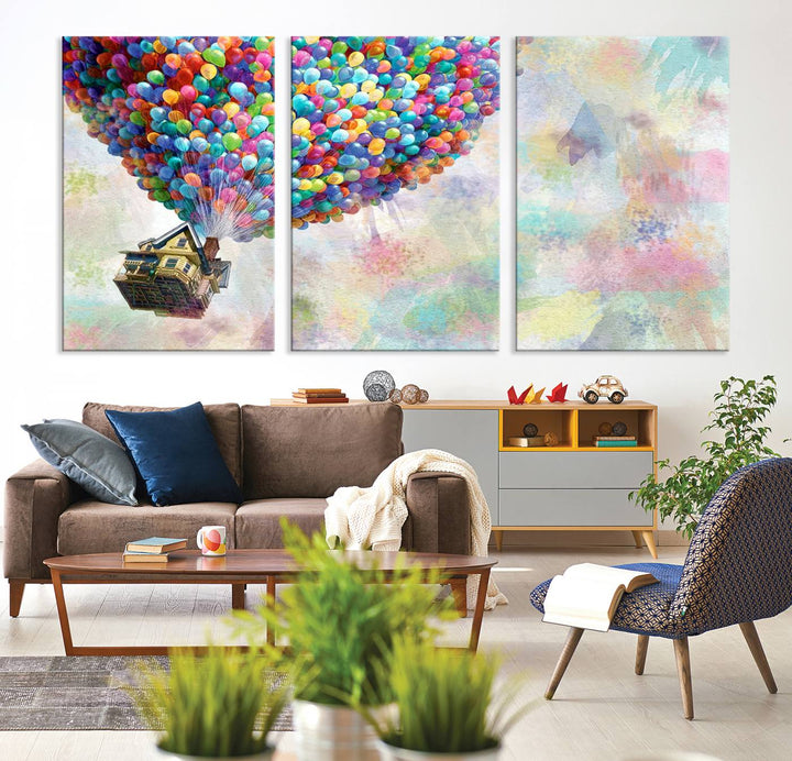 Up Pixar Poster, Look Up Pixar Wall Art, Up Pixar Canvas, Kids Play Game Room Decor Wall Art