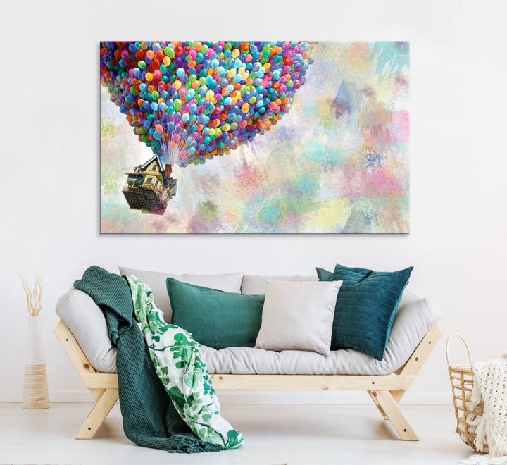 Up Pixar Poster, Look Up Pixar Wall Art, Up Pixar Canvas, Kids Play Game Room Decor Wall Art