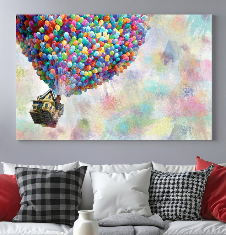 Up Pixar Poster, Look Up Pixar Wall Art, Up Pixar Canvas, Kids Play Game Room Decor Wall Art