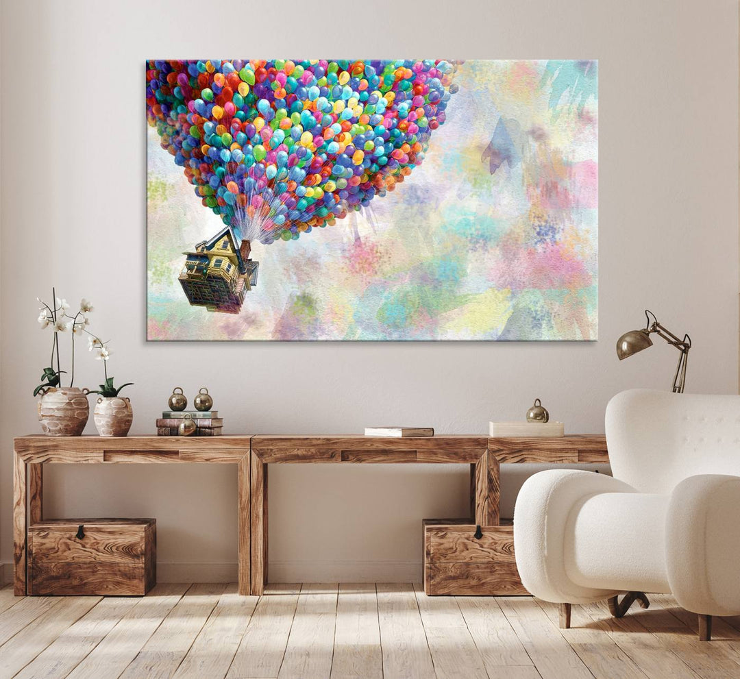 Up Pixar Poster, Look Up Pixar Wall Art, Up Pixar Canvas, Kids Play Game Room Decor Wall Art