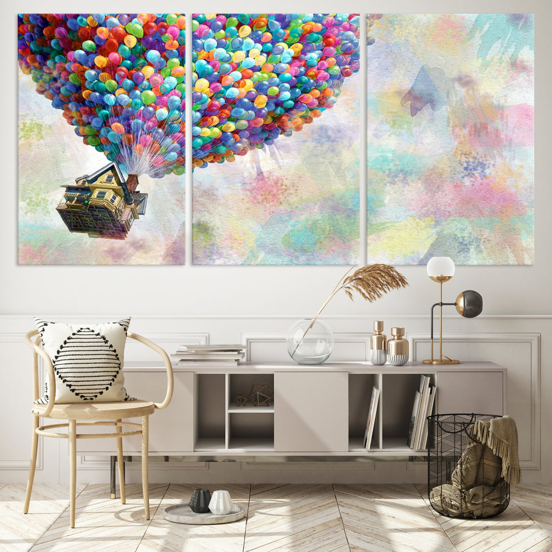 Up Pixar Poster, Look Up Pixar Wall Art, Up Pixar Canvas, Kids Play Game Room Decor Wall Art