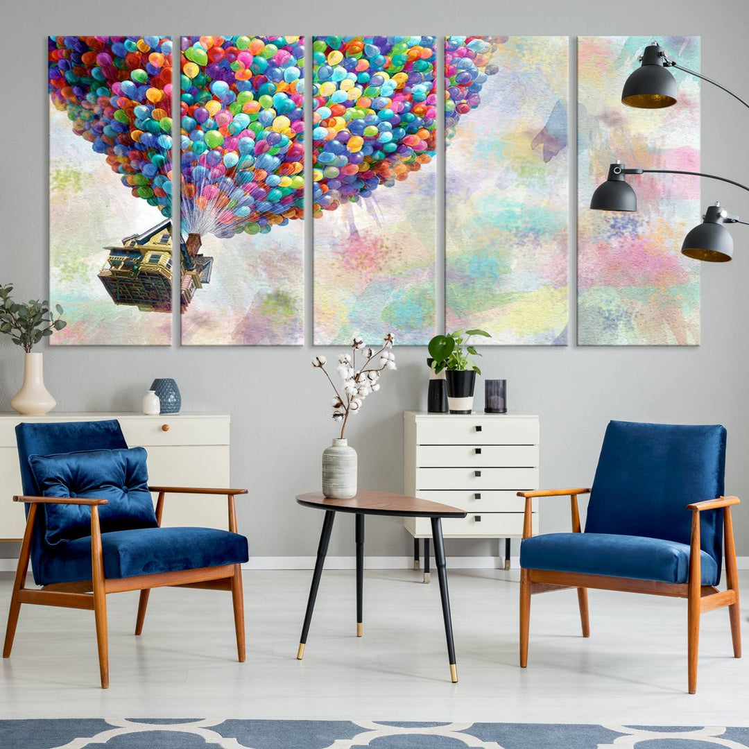 48558-MGV-CV-60X31-5P-Up Pixar Poster, Look Up Pixar Wall Art, Up Pixar Canvas, Kids Play Game Room Decor Wall Art