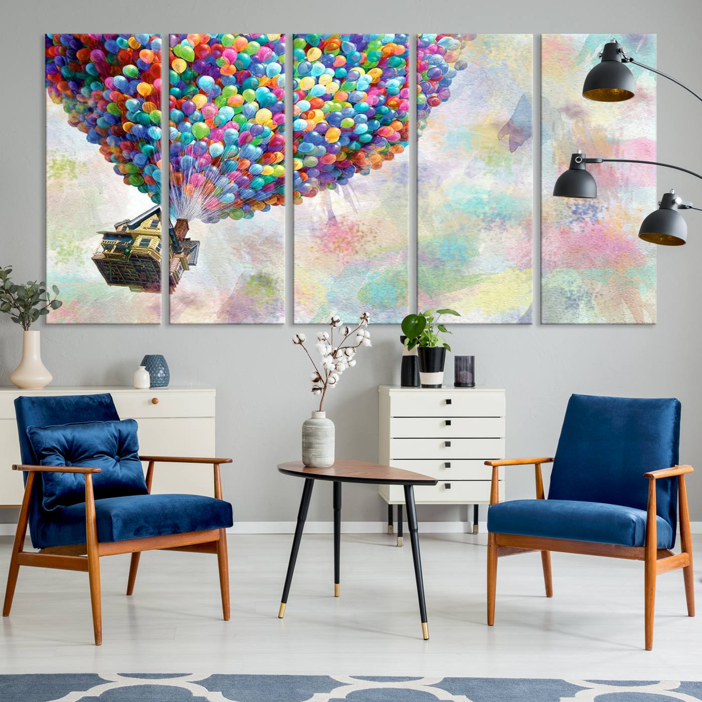 48558-MGV-CV-60X31-5P-Up Pixar Poster, Look Up Pixar Wall Art, Up Pixar Canvas, Kids Play Game Room Decor Wall Art
