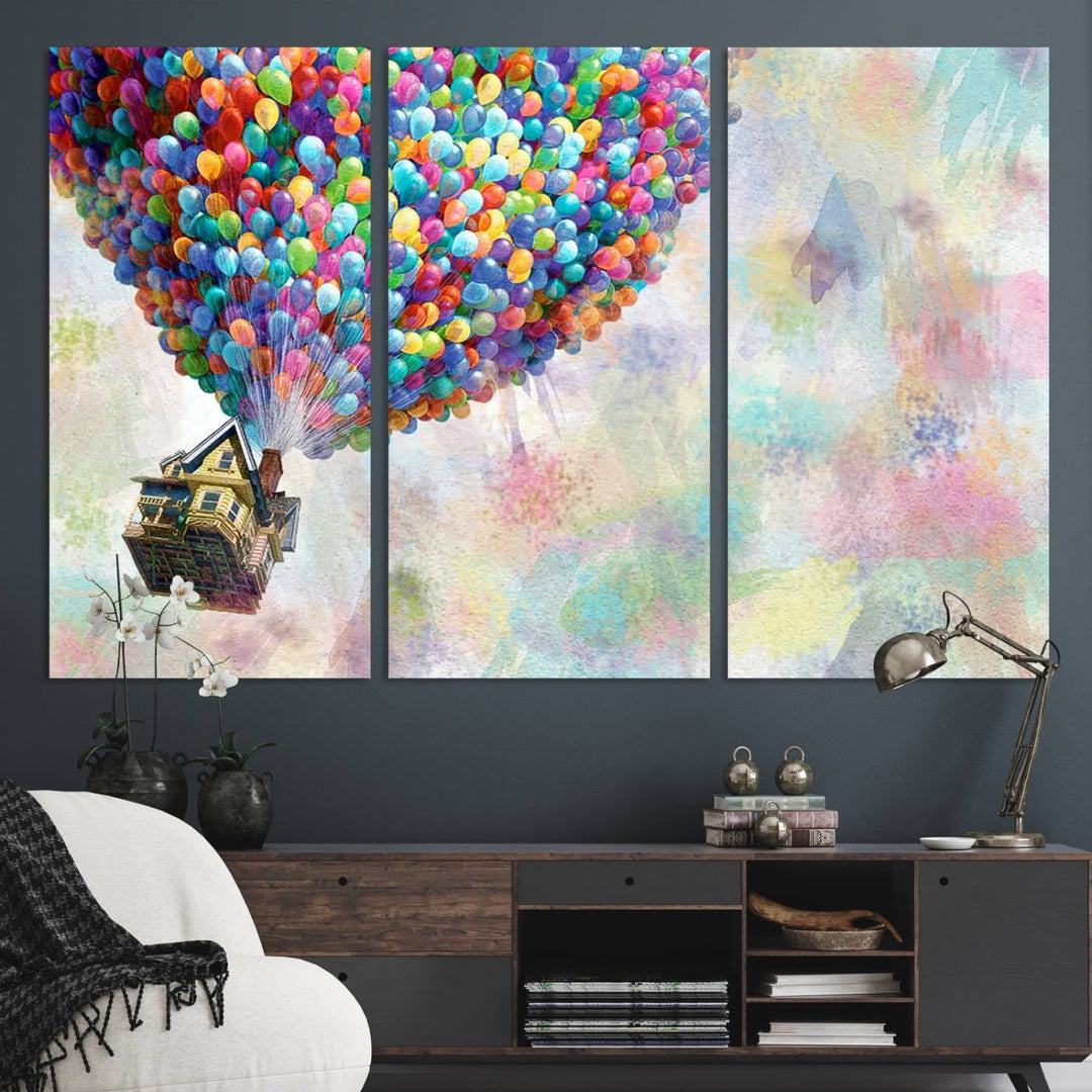 Up Pixar Poster, Look Up Pixar Wall Art, Up Pixar Canvas, Kids Play Game Room Decor Wall Art