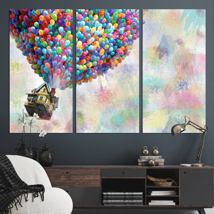 Up Pixar Poster, Look Up Pixar Wall Art, Up Pixar Canvas, Kids Play Game Room Decor Wall Art