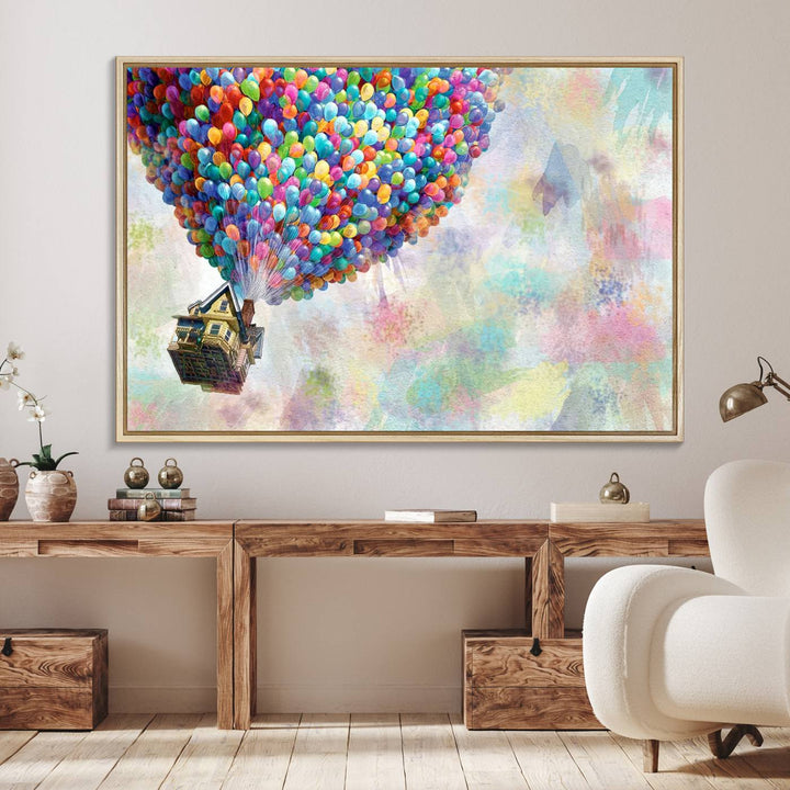 48558-MGV-FC-36X24_Natural-Up Pixar Poster, Look Up Pixar Wall Art, Up Pixar Canvas, Kids Play Game Room Decor Wall Art