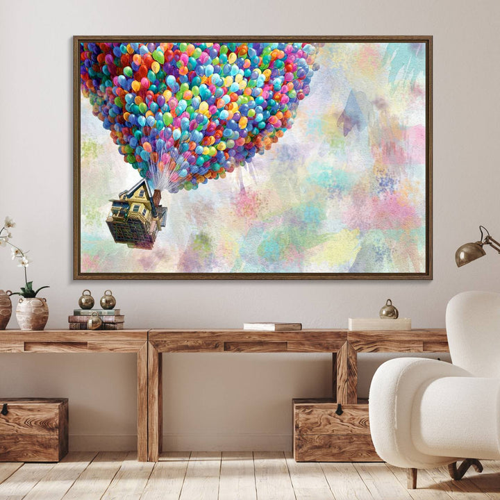 48558-MGV-FC-36X24_Walnut-Up Pixar Poster, Look Up Pixar Wall Art, Up Pixar Canvas, Kids Play Game Room Decor Wall Art
