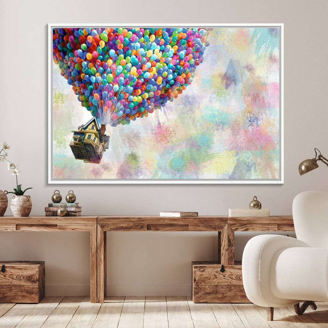 48558-MGV-FC-36X24_White-Up Pixar Poster, Look Up Pixar Wall Art, Up Pixar Canvas, Kids Play Game Room Decor Wall Art