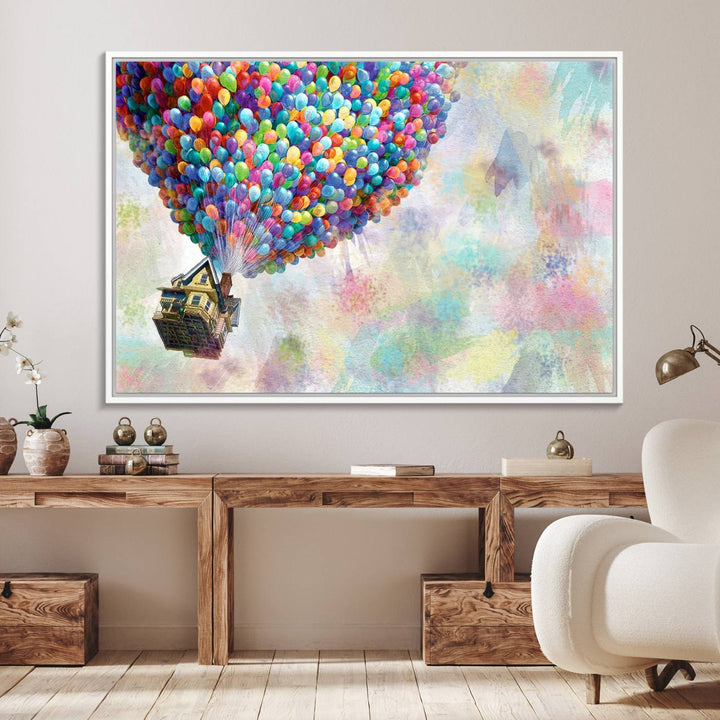 48558-MGV-FC-36X24_White-Up Pixar Poster, Look Up Pixar Wall Art, Up Pixar Canvas, Kids Play Game Room Decor Wall Art