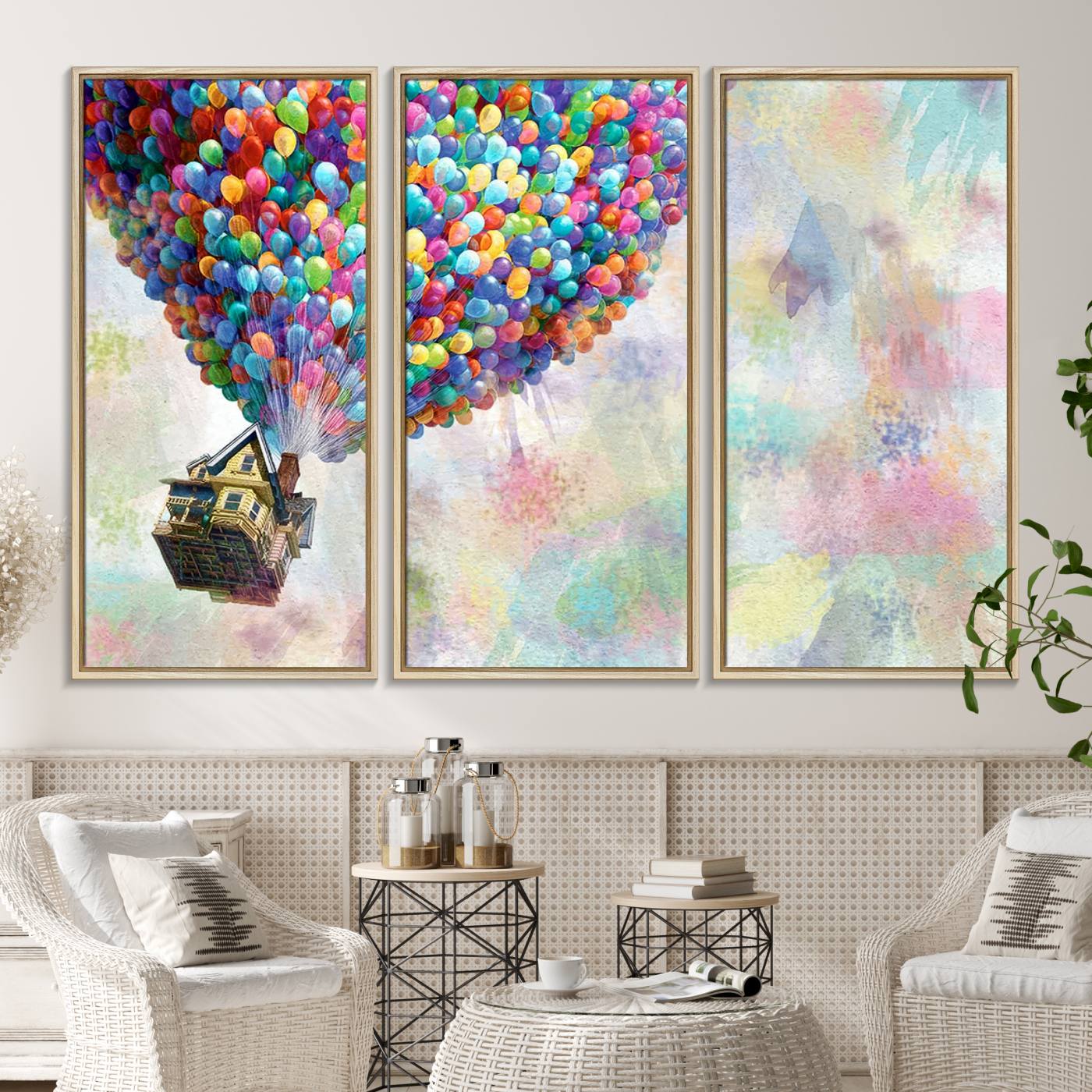 48558-MGV-FC-48X32-3P_Natural-Up Pixar Poster, Look Up Pixar Wall Art, Up Pixar Canvas, Kids Play Game Room Decor Wall Art