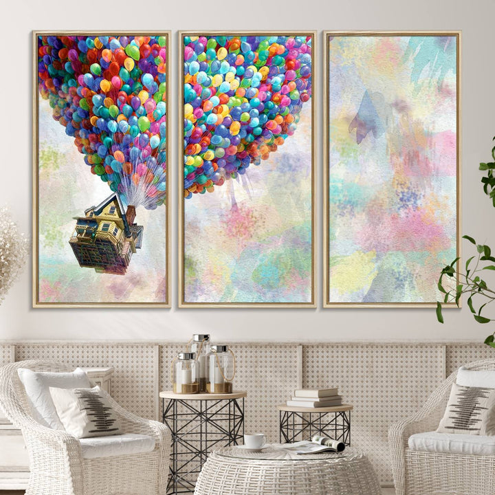 48558-MGV-FC-48X32-3P_Natural-Up Pixar Poster, Look Up Pixar Wall Art, Up Pixar Canvas, Kids Play Game Room Decor Wall Art