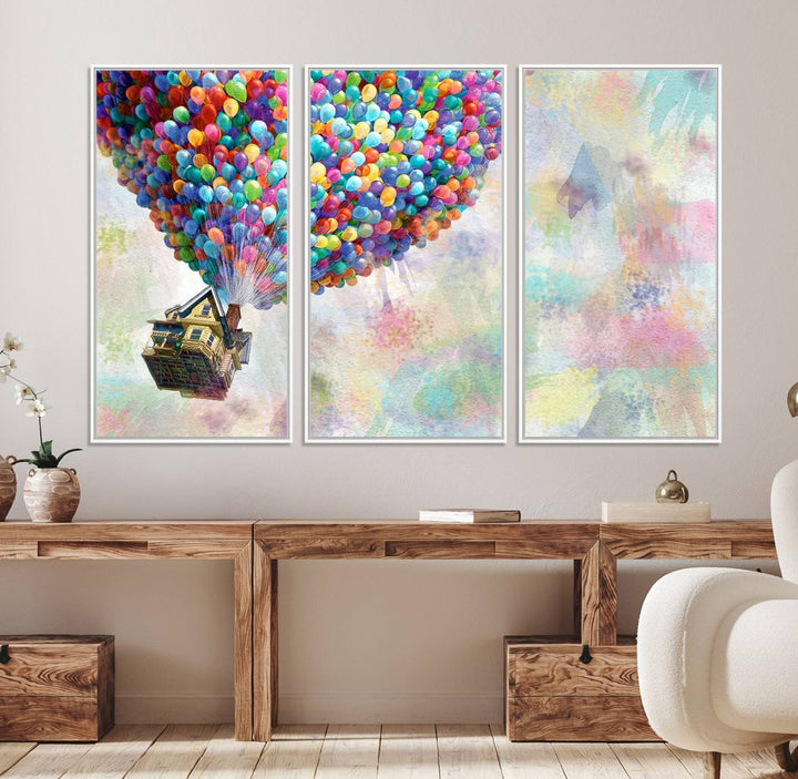48558-MGV-FC-48X32-3P_White-Up Pixar Poster, Look Up Pixar Wall Art, Up Pixar Canvas, Kids Play Game Room Decor Wall Art