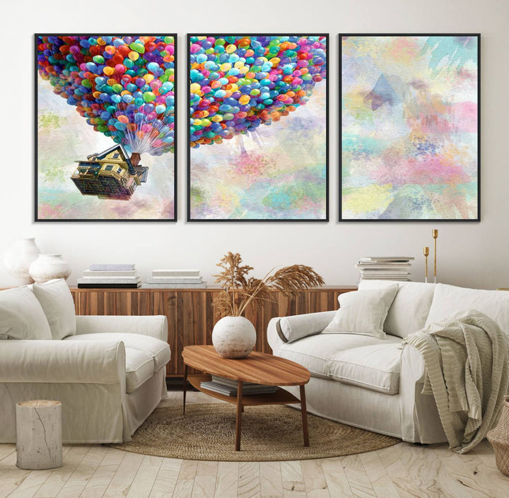 48558-MGV-FC-60X30-3P_Black-Up Pixar Poster, Look Up Pixar Wall Art, Up Pixar Canvas, Kids Play Game Room Decor Wall Art