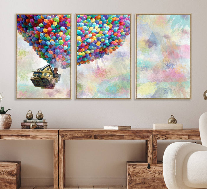 48558-MGV-FC-60X30-3P_Natural-Up Pixar Poster, Look Up Pixar Wall Art, Up Pixar Canvas, Kids Play Game Room Decor Wall Art