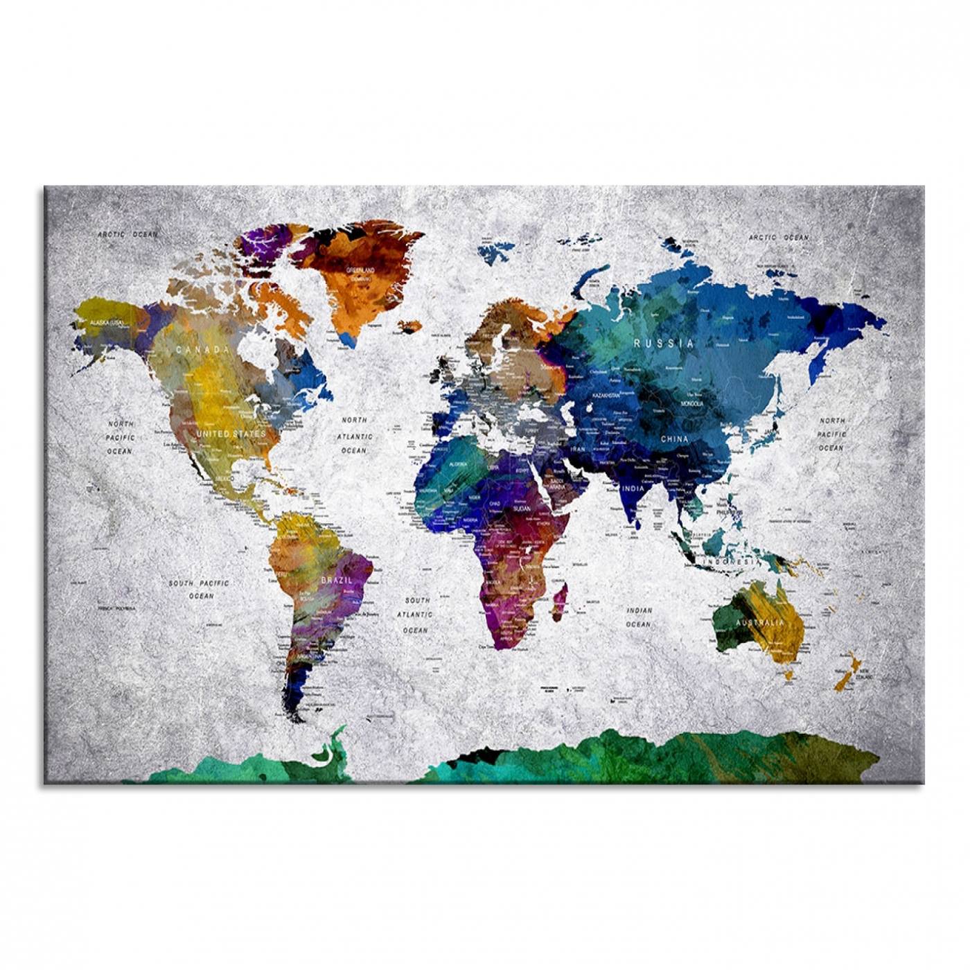 Vibrant World Map Canvas Wall Art Print | Large Giclee Print for Living Room, Office, Bedroom | Modern Global Decor with Colorful Earth