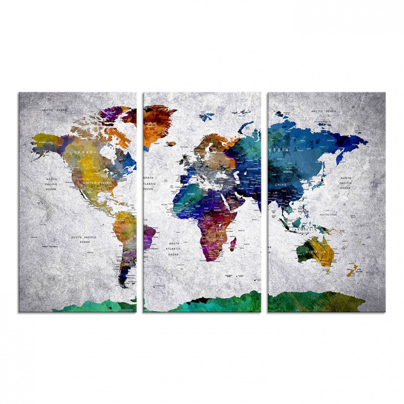 26840-MGV-CV-48X32-3P-Vibrant World Map Canvas Wall Art Print | Large Giclee Print for Living Room, Office, Bedroom | Modern Global Decor with Colorful Earth