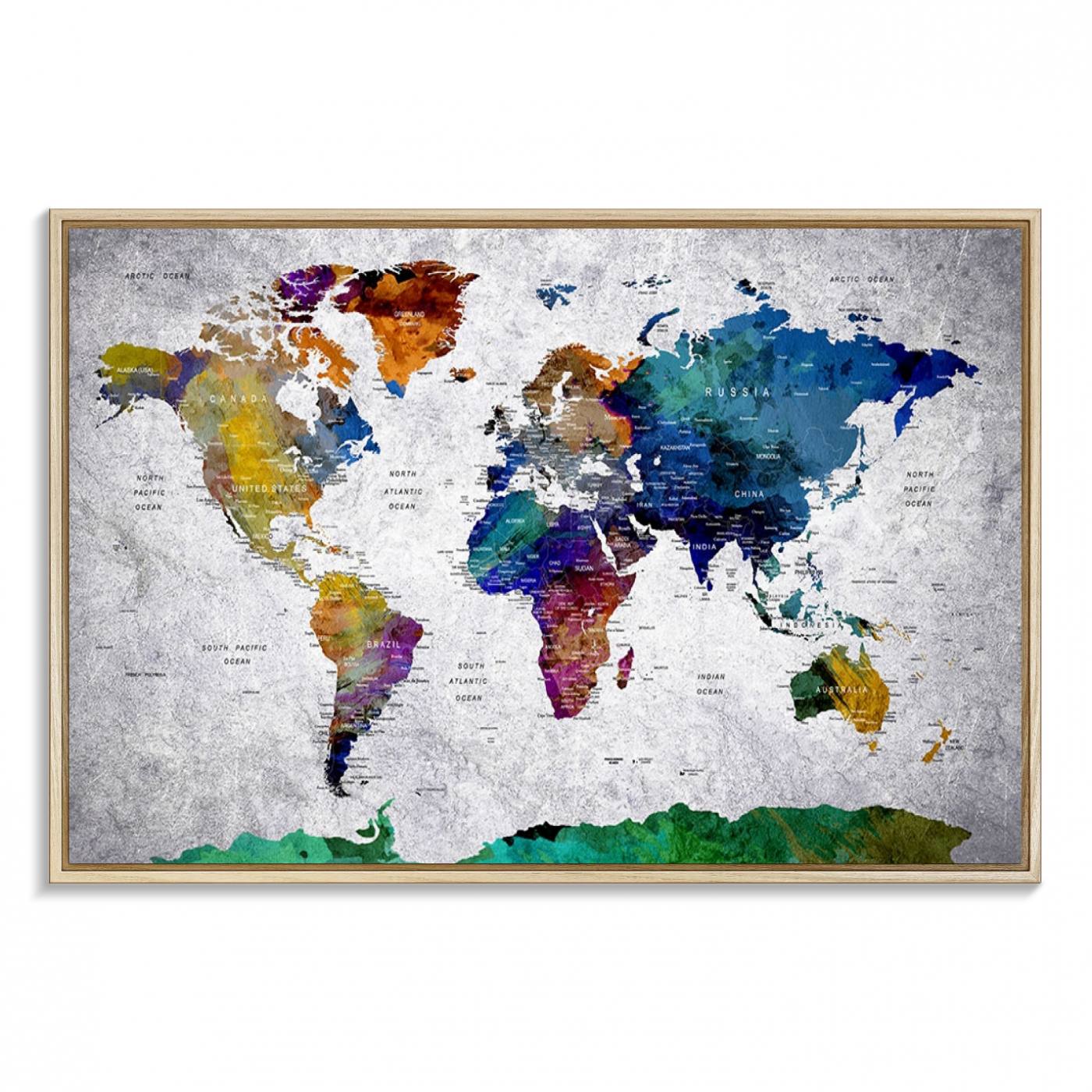 Vibrant World Map Canvas Wall Art Print | Large Giclee Print for Living Room, Office, Bedroom | Modern Global Decor with Colorful Earth