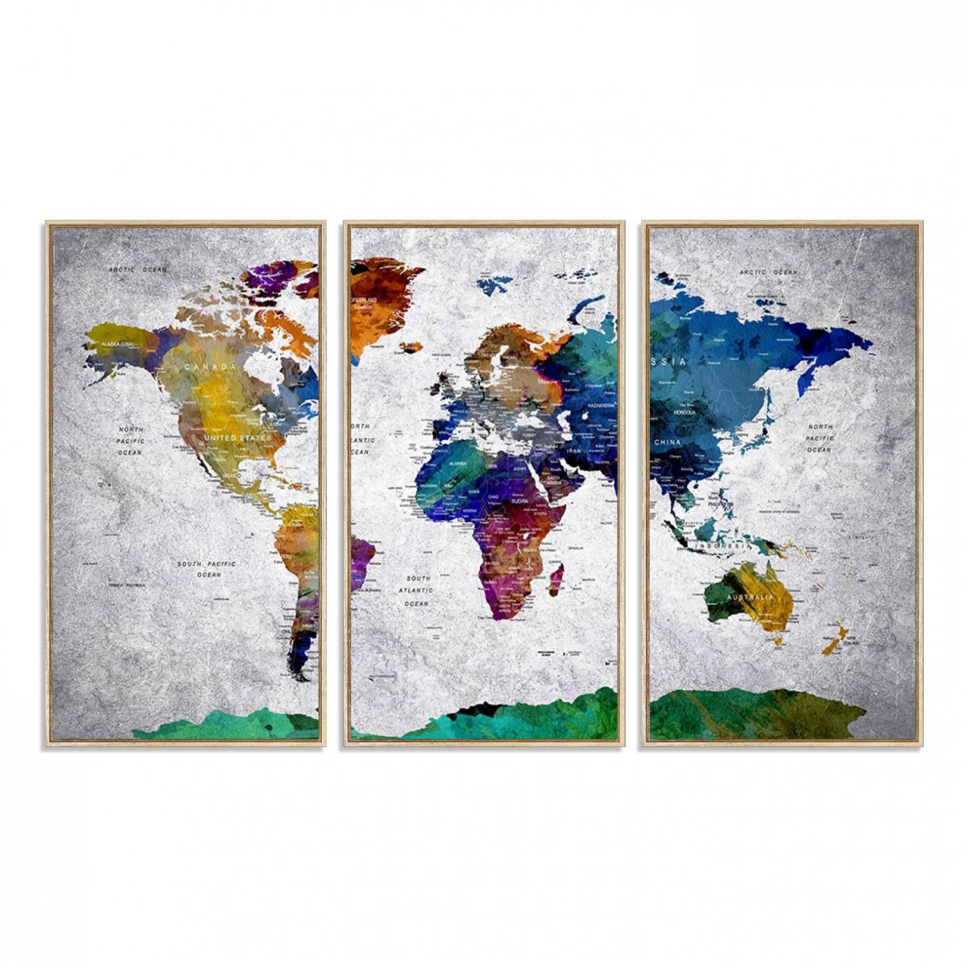 26840-MGV-FC-48X32-3P_Natural-Vibrant World Map Canvas Wall Art Print | Large Giclee Print for Living Room, Office, Bedroom | Modern Global Decor with Colorful Earth