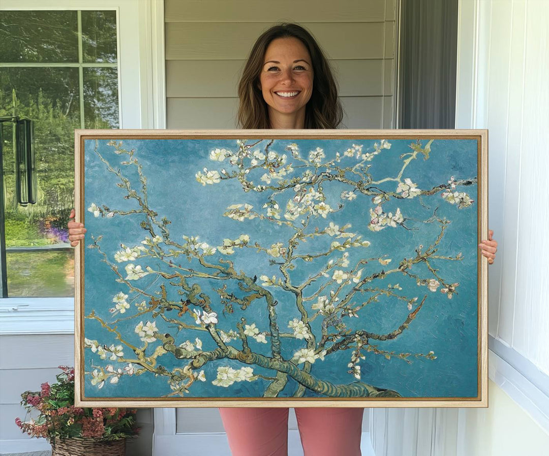 65607-MGV-CV-36X24-Vincent Van Gogh's Almond Blossom Abstract Wall Art Canvas, Van Gogh Almond Blossom Canvas Print